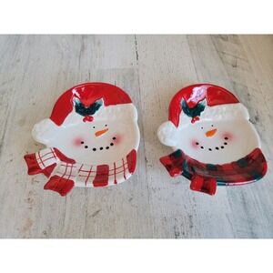 Hanna Handiworks snowman mini dish plate spoon rest Xmas home decor set figure